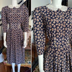 Vintage cottagecore floral maxi dress